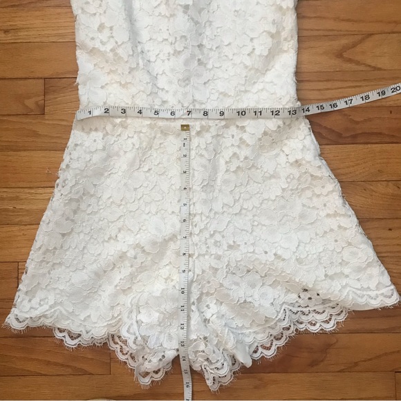 Alexis Delfine Short-Sleeve Lace Romper, White - Picture 4 of 7